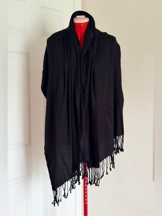 Accessories - Vintage 100% Cashmere Pashmina Scarf Black Shawl Wrap Large Stole 26x72 Luxury